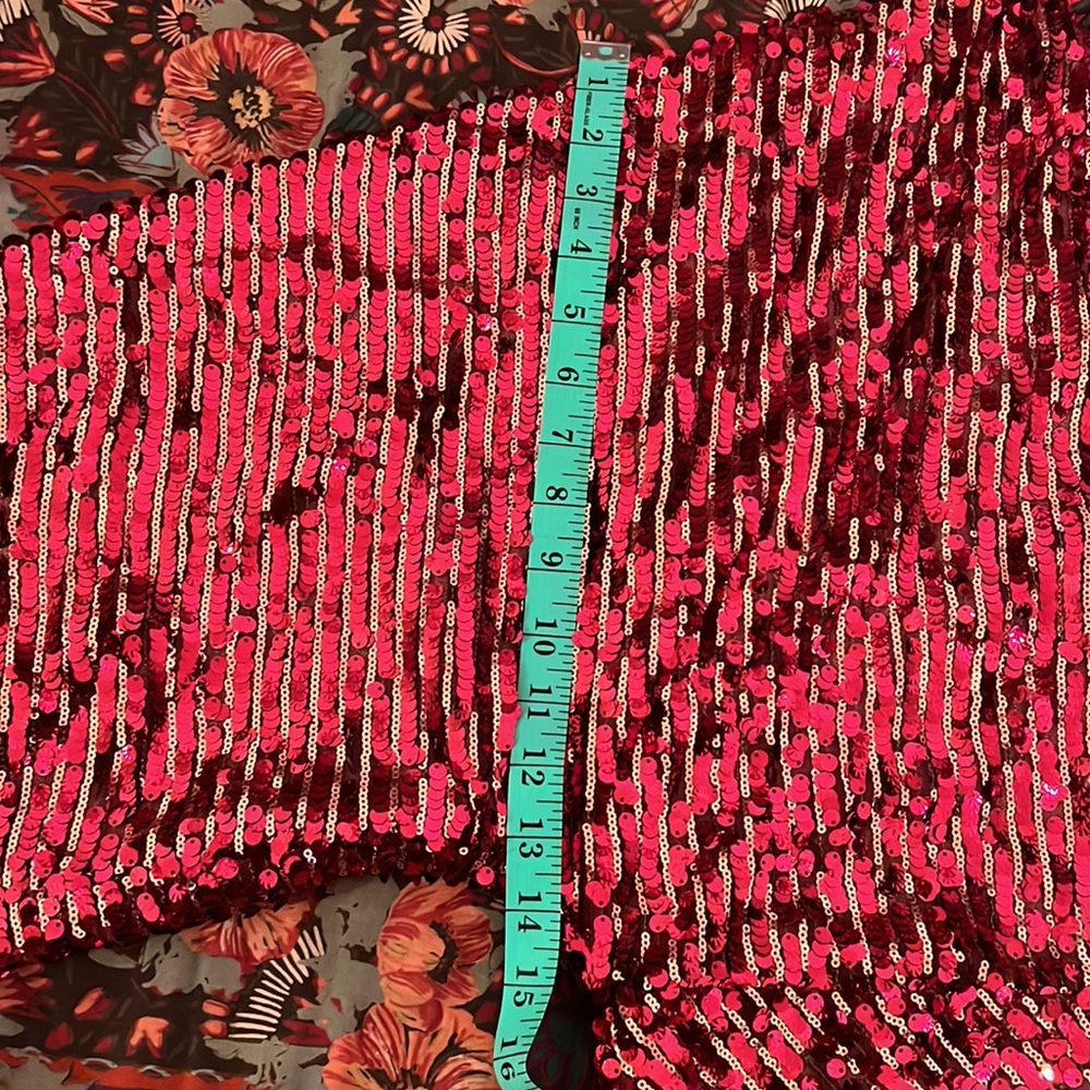NWOT FREE PEOPLE Red Sequin Long Belted Duster Coat - Picture 12 of 12